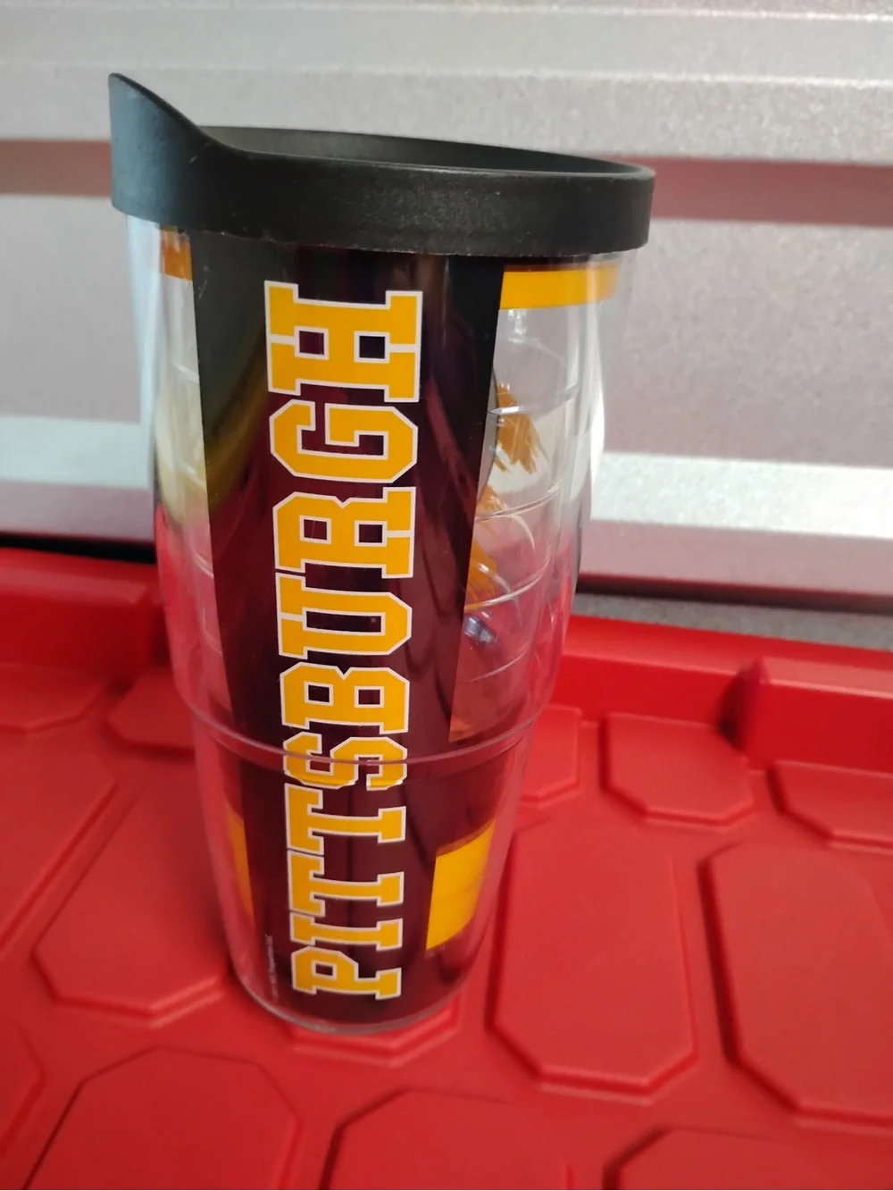 Clear Travel Tumbler with Black Lid - Pittsburgh Steelers